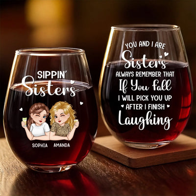 Custom Wine Glass - Personalized Best Friend Birthday Gifts For Women, Besties, Sisters, BFF - Forever My Drinking Buddy