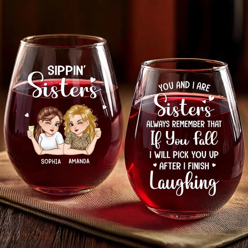 Custom Wine Glass - Personalized Best Friend Birthday Gifts For Women, Besties, Sisters, BFF - Forever My Drinking Buddy