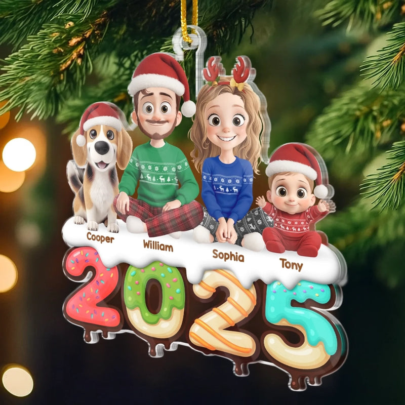 Custom Acrylic Ornament - Personalized Christmas Birthday Gifts For Family, Dog Cat Lovers - Our Family Our Forever
