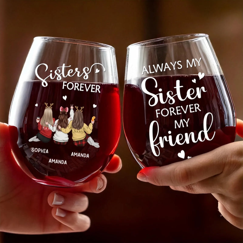 Custom Wine Glass - Personalized Best Friend Christmas Birthday Gifts For Women, Besties, Sisters, BFF - Laughs In Every Pour