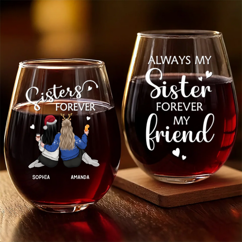 Custom Wine Glass - Personalized Best Friend Christmas Birthday Gifts For Women, Besties, Sisters, BFF - Laughs In Every Pour