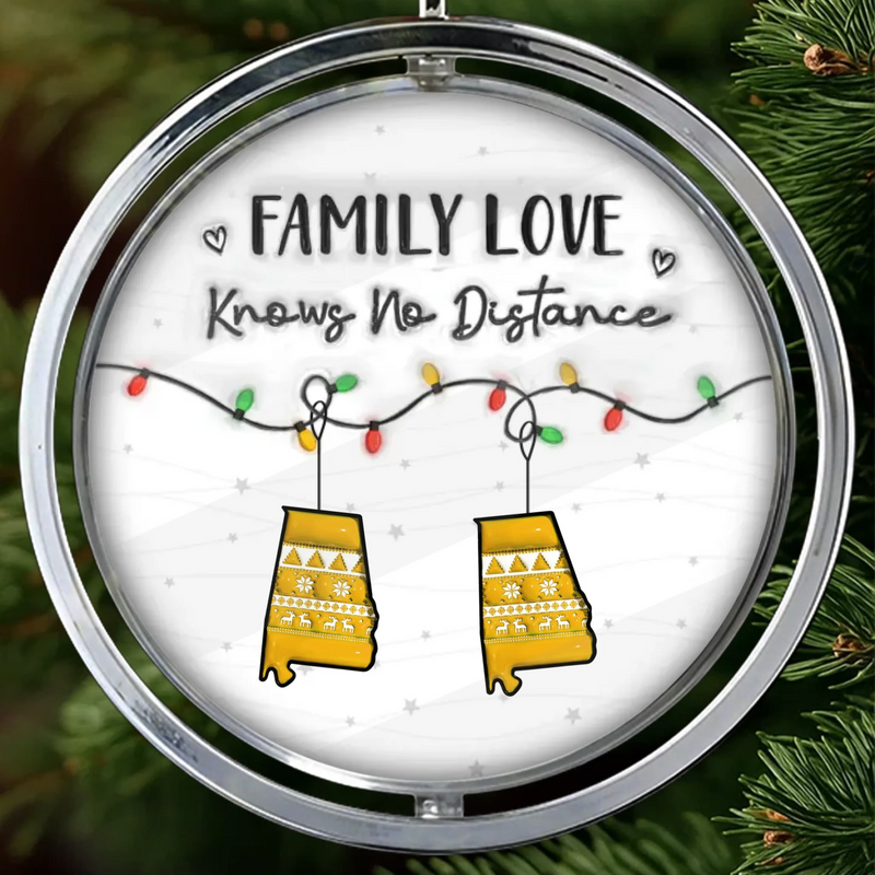 Custom Long Distance Acrylic Rotating Ornament - Personalized Christmas Birthday Gifts For Mom, Dad, Brother, Sister, Kids - Love Makes Every Christmas Bright