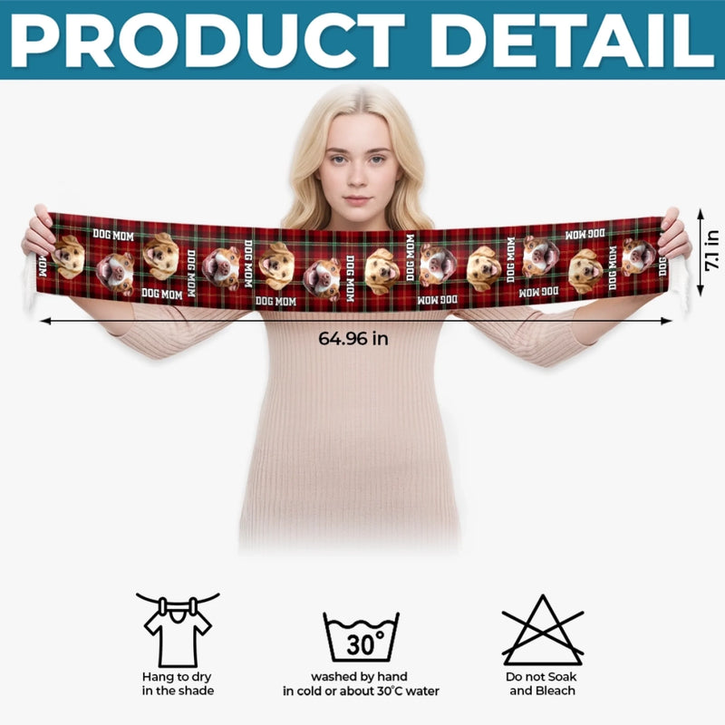 Custom Photo Wool Scarf With Tassel - Personalized  Christmas Birthday Gifts For Dog Cat Lovers, Dog Dad And Mom, Cat Owners - Fetch Queen