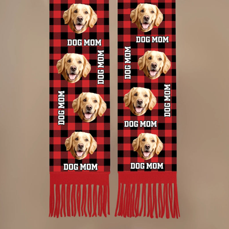 Custom Photo Wool Scarf With Tassel - Personalized  Christmas Birthday Gifts For Dog Cat Lovers, Dog Dad And Mom, Cat Owners - Fetch Queen