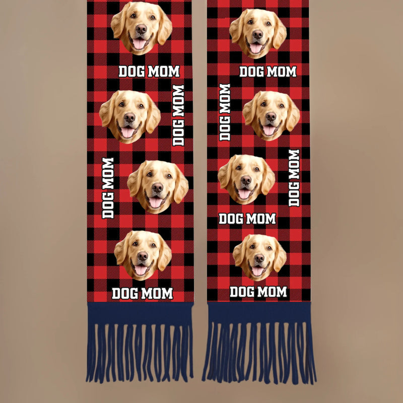 Custom Photo Wool Scarf With Tassel - Personalized  Christmas Birthday Gifts For Dog Cat Lovers, Dog Dad And Mom, Cat Owners - Fetch Queen