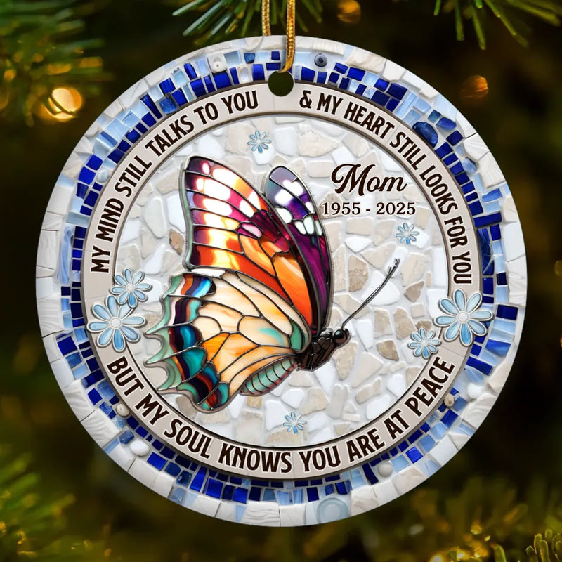 Custom Cardinal Ceramic Ornament - Personalized Christmas Memorial Sympathy Gifts For Loss Of Mom, Dad - Remembered With Love Through Time
