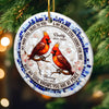 Custom Cardinal Ceramic Ornament - Personalized Christmas Memorial Sympathy Gifts For Loss Of Mom, Dad - Remembered With Love Through Time