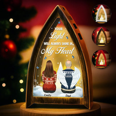 Custom LED Tabletop Lantern Light - Personalized Christmas Memorial Sympathy Gifts For Loss Of Mom, Dad - Your Light Shines Forever