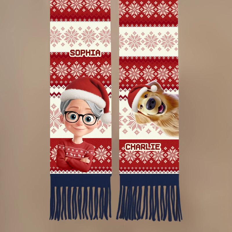 Custom Wool Scarf With Tassel - Personalized  Christmas Birthday Gifts For Dog Lovers, Dog Dad And Mom - Fur Mama