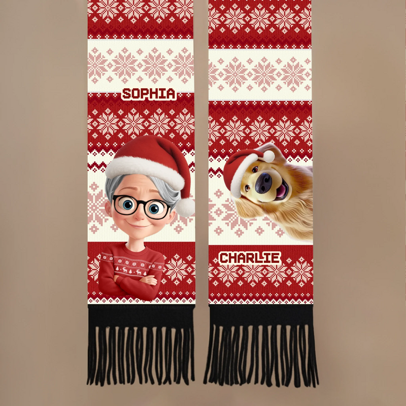 Custom Wool Scarf With Tassel - Personalized  Christmas Birthday Gifts For Dog Lovers, Dog Dad And Mom - Fur Mama