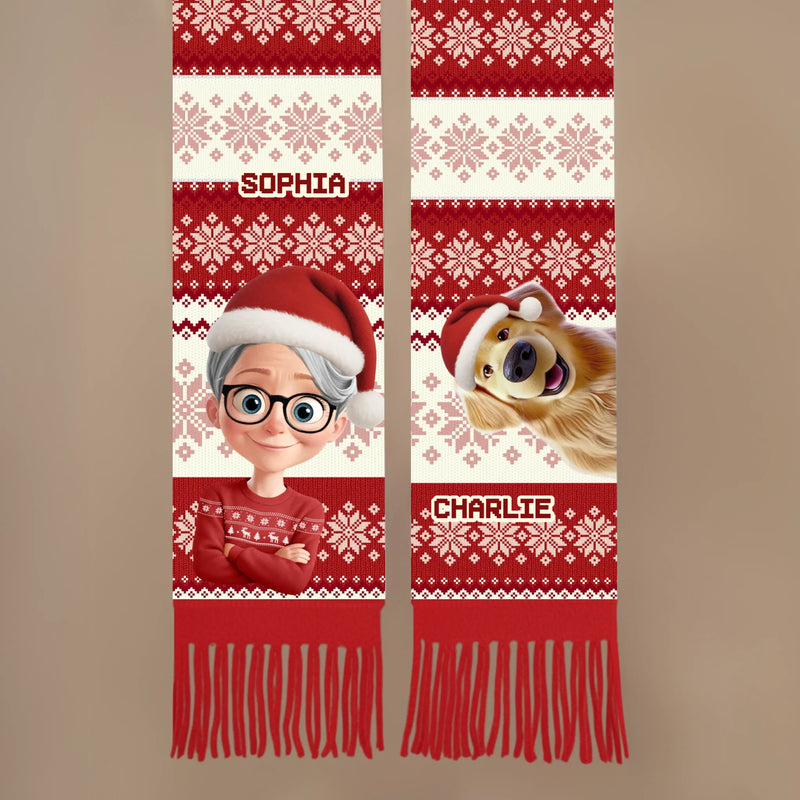 Custom Wool Scarf With Tassel - Personalized  Christmas Birthday Gifts For Dog Lovers, Dog Dad And Mom - Fur Mama