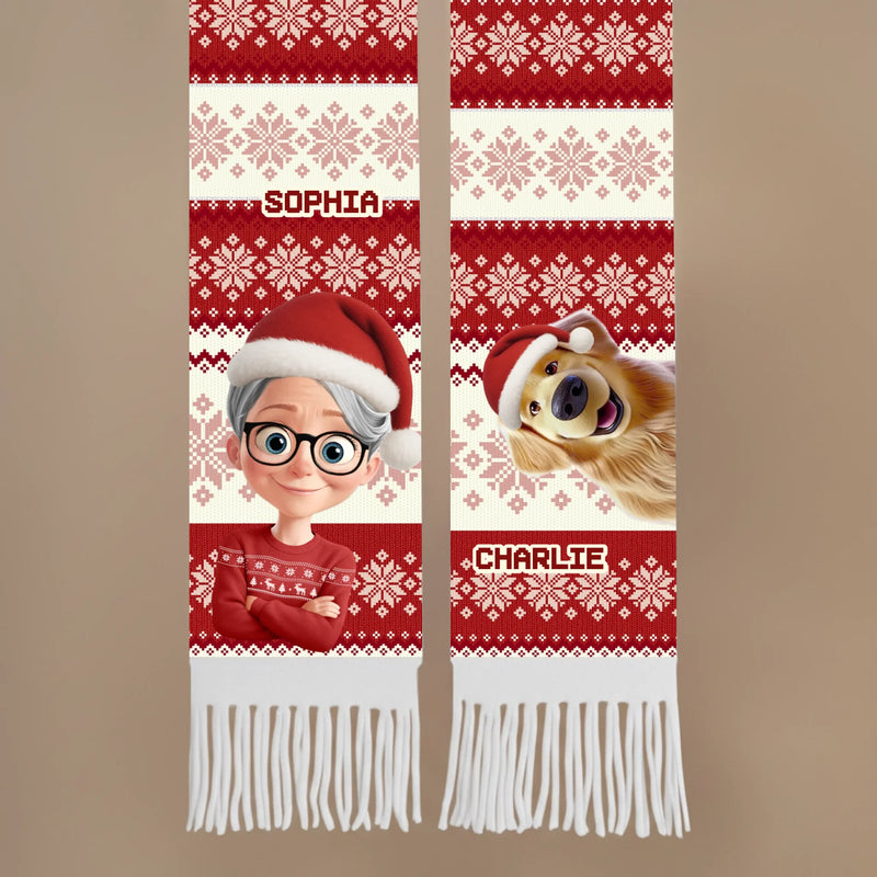 Custom Wool Scarf With Tassel - Personalized  Christmas Birthday Gifts For Dog Lovers, Dog Dad And Mom - Fur Mama