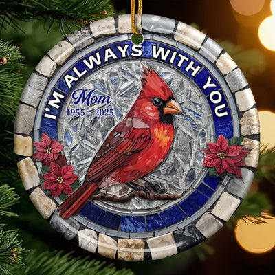 Custom Cardinal Ceramic Ornament - Personalized Christmas Memorial Sympathy Gifts For Loss Of Mom, Dad - A Life That Shines Beyond Goodbye