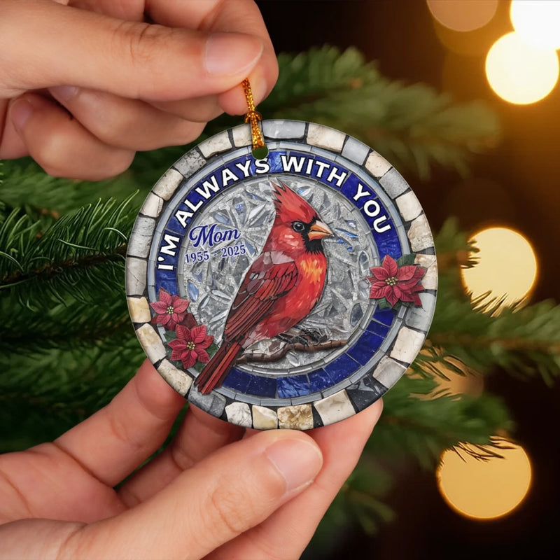 Custom Cardinal Ceramic Ornament - Personalized Christmas Memorial Sympathy Gifts For Loss Of Mom, Dad - A Life That Shines Beyond Goodbye
