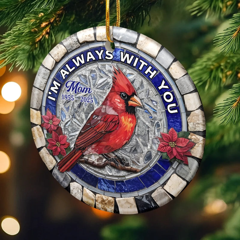 Custom Cardinal Ceramic Ornament - Personalized Christmas Memorial Sympathy Gifts For Loss Of Mom, Dad - A Life That Shines Beyond Goodbye