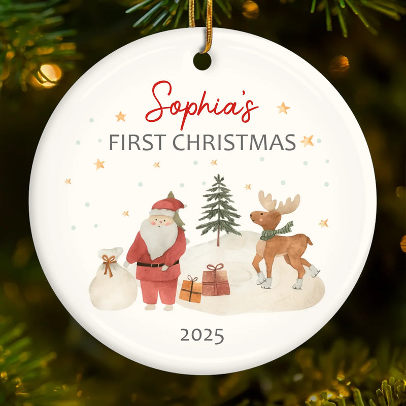 Custom Ceramic First Christmas Ornament - Personalized Christmas Baby Shower, Gifts For New Moms, New Dads, New Parents - Our Christmas Miracle