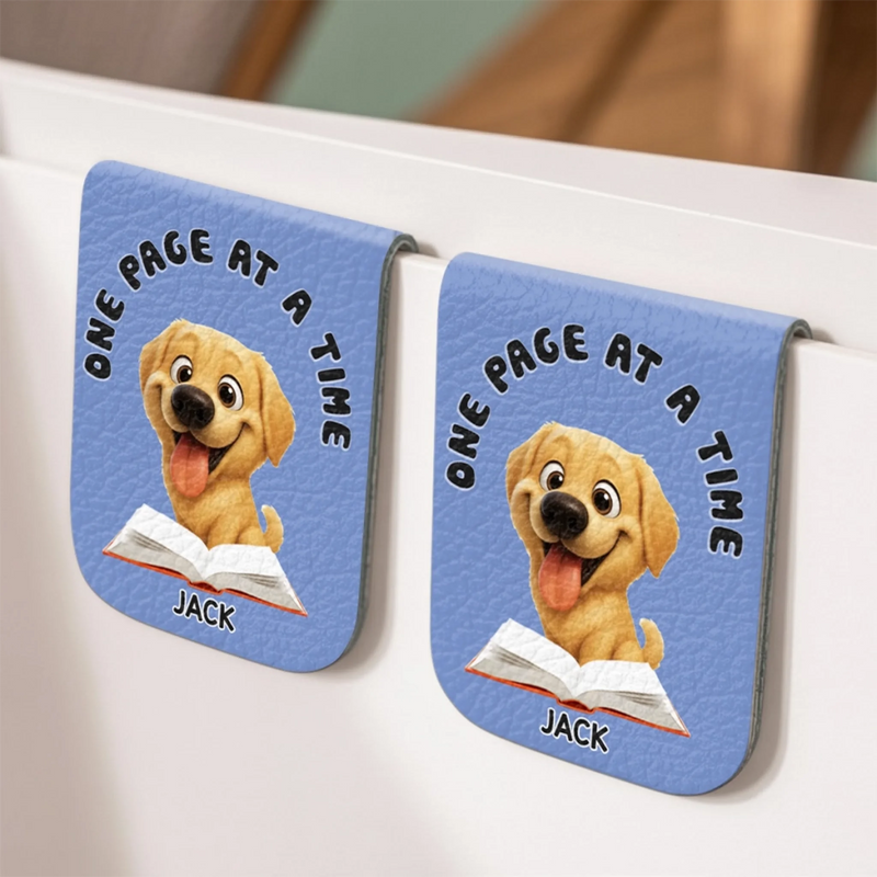 Custom Leather Magnetic Bookmark - Personalized  Bookish Gifts For Book Lovers, Bookworms, Dog Dad And Mom, Cat Owners - Paws Beside Pages