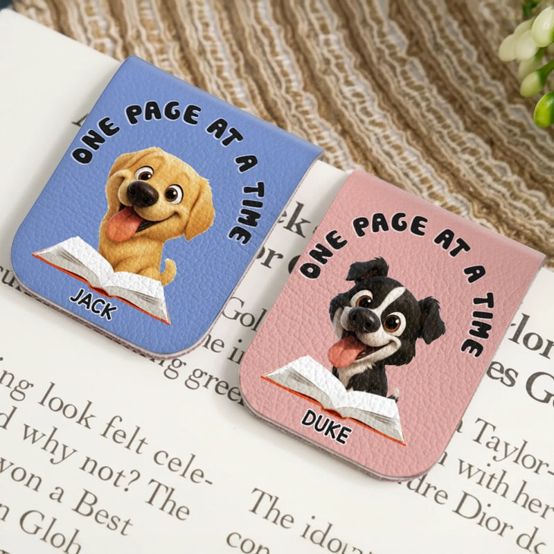 Custom Leather Magnetic Bookmark - Personalized  Bookish Gifts For Book Lovers, Bookworms, Dog Dad And Mom, Cat Owners - Paws Beside Pages