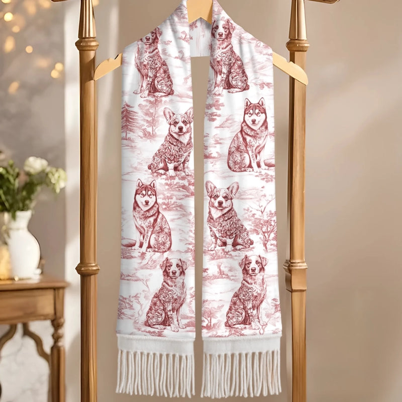 Custom Wool Scarf With Tassel - Personalized  Christmas Birthday Gifts For Dog Lovers, Dog Dad And Mom - Puppy Love Always