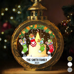 Custom Family Christmas Stocking Scene - Personalized Candlelight Lantern Ornament