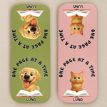 Custom Leather Magnetic Bookmark - Personalized  Bookish Gifts For Book Lovers, Bookworms, Dog Dad And Mom, Cat Owners - Paws Beside Pages