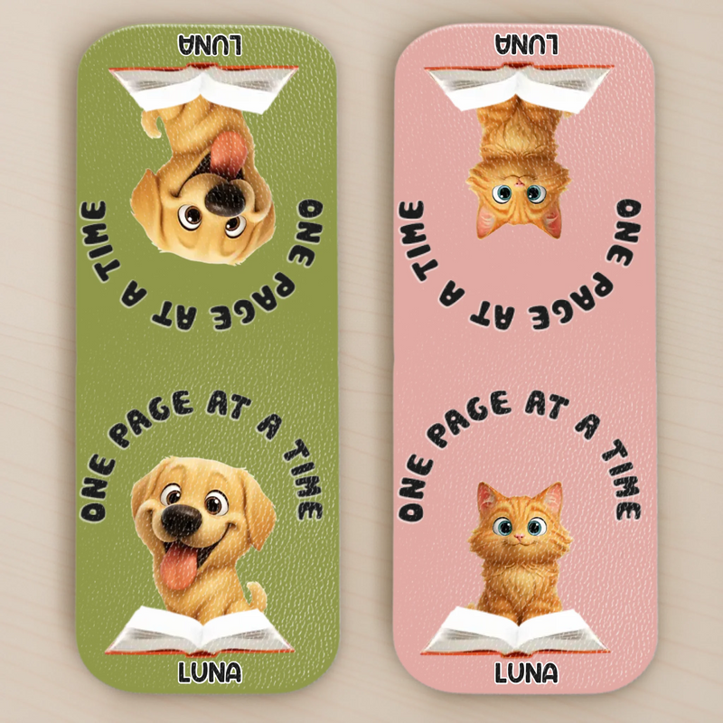 Custom Leather Magnetic Bookmark - Personalized  Bookish Gifts For Book Lovers, Bookworms, Dog Dad And Mom, Cat Owners - Paws Beside Pages