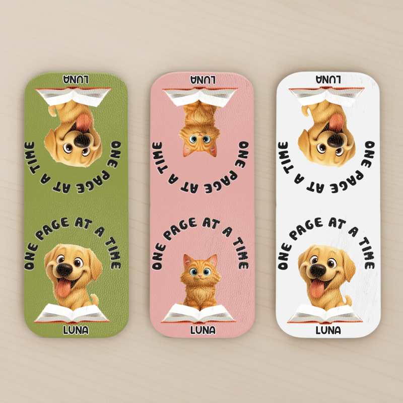 Custom Leather Magnetic Bookmark - Personalized  Bookish Gifts For Book Lovers, Bookworms, Dog Dad And Mom, Cat Owners - Paws Beside Pages
