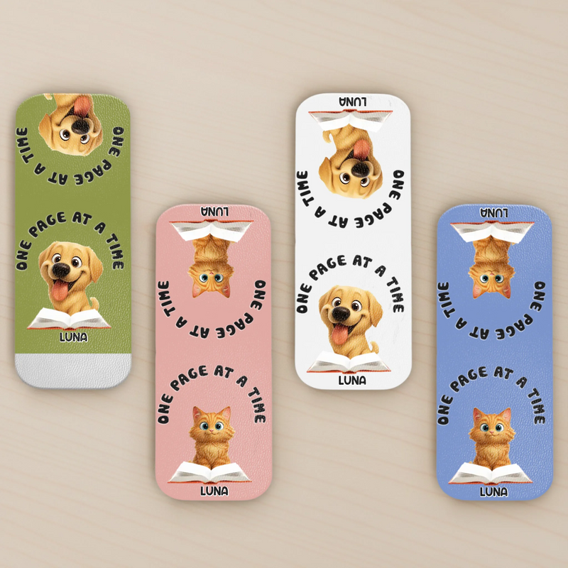 Custom Leather Magnetic Bookmark - Personalized  Bookish Gifts For Book Lovers, Bookworms, Dog Dad And Mom, Cat Owners - Paws Beside Pages