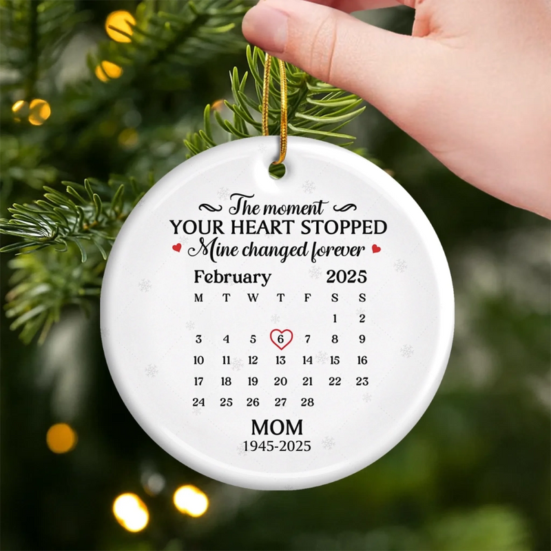 Custom Ceramic Ornament - Personalized Christmas Memorial Sympathy Gifts For Loss Of Mom, Dad - Gone From Sight, Never From Heart