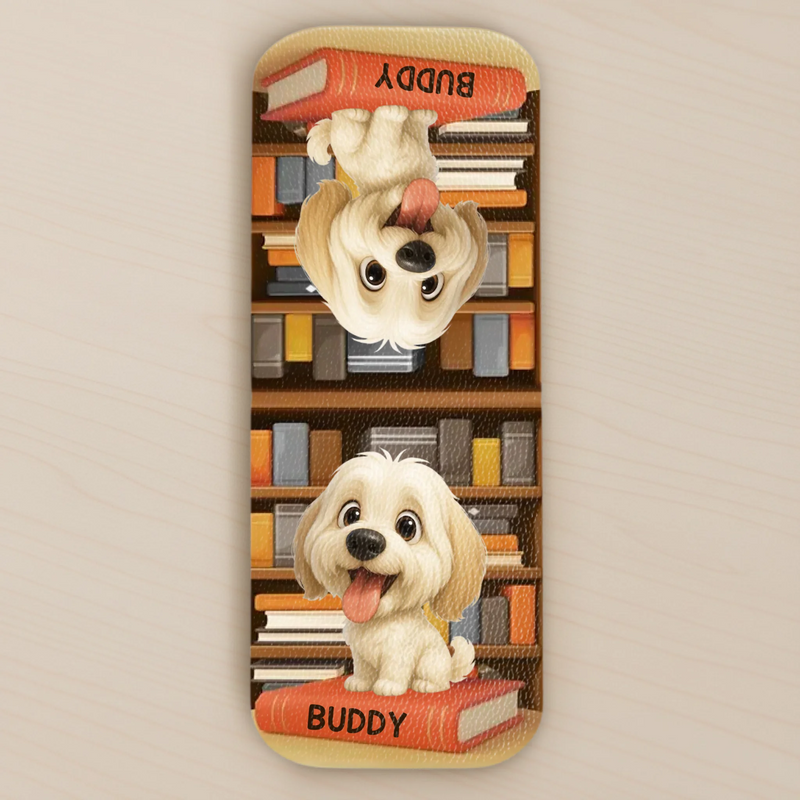 Custom Leather Magnetic Bookmark - Personalized  Bookish Gifts For Book Lovers, Bookworms, Dog Dad And Mom, Cat Owners - Paws Mark My Place