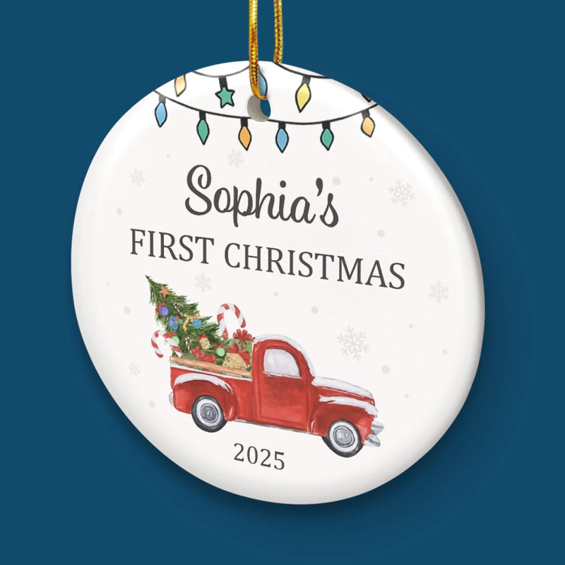 Custom Baby First Christmas Ceramic Ornament - Personalized Christmas Baby Shower, Gifts For New Moms, New Dads, New Parents - Tiny Wonders Light The First Christmas