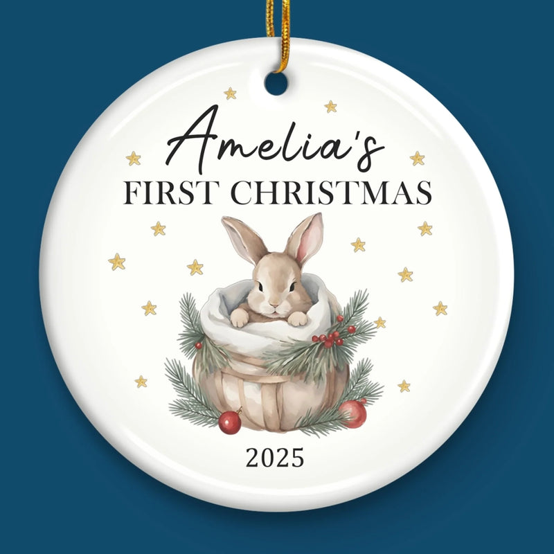 Custom Baby First Christmas Ceramic Ornament - Personalized Christmas Baby Shower, Gifts For New Moms, New Dads, New Parents - First Christmas Wrapped In Pure Love