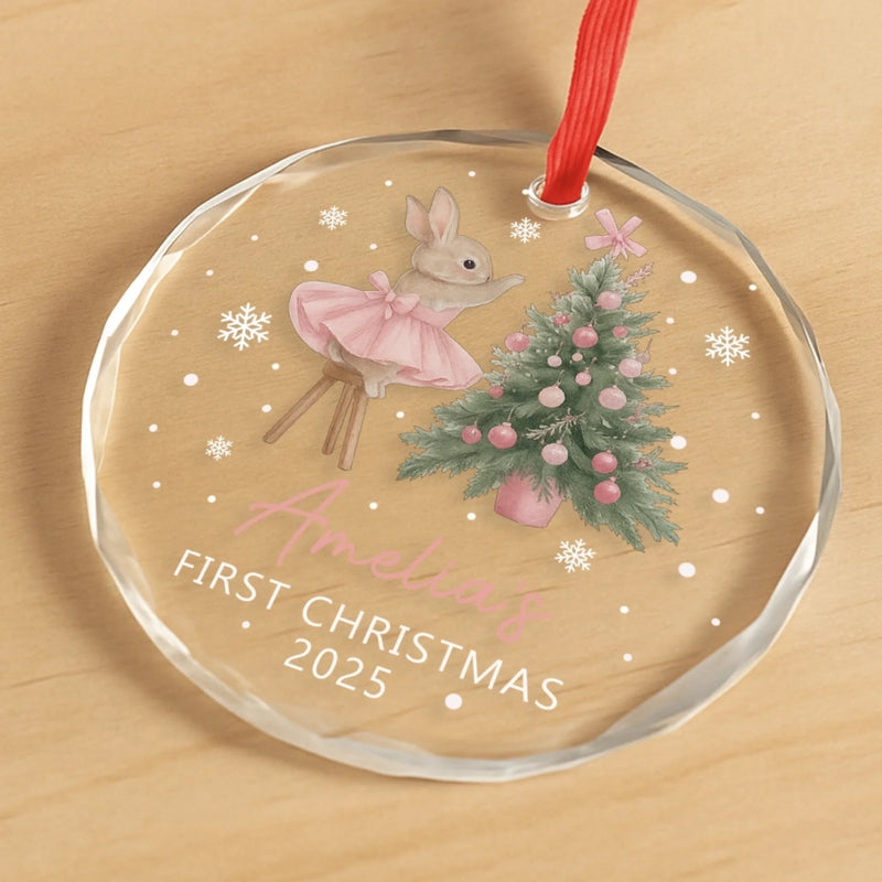 Custom Baby First Christmas Glass Ornament - Personalized Christmas Baby Shower, Gifts For New Moms, New Dads, New Parents - Santa’s Newest Helper