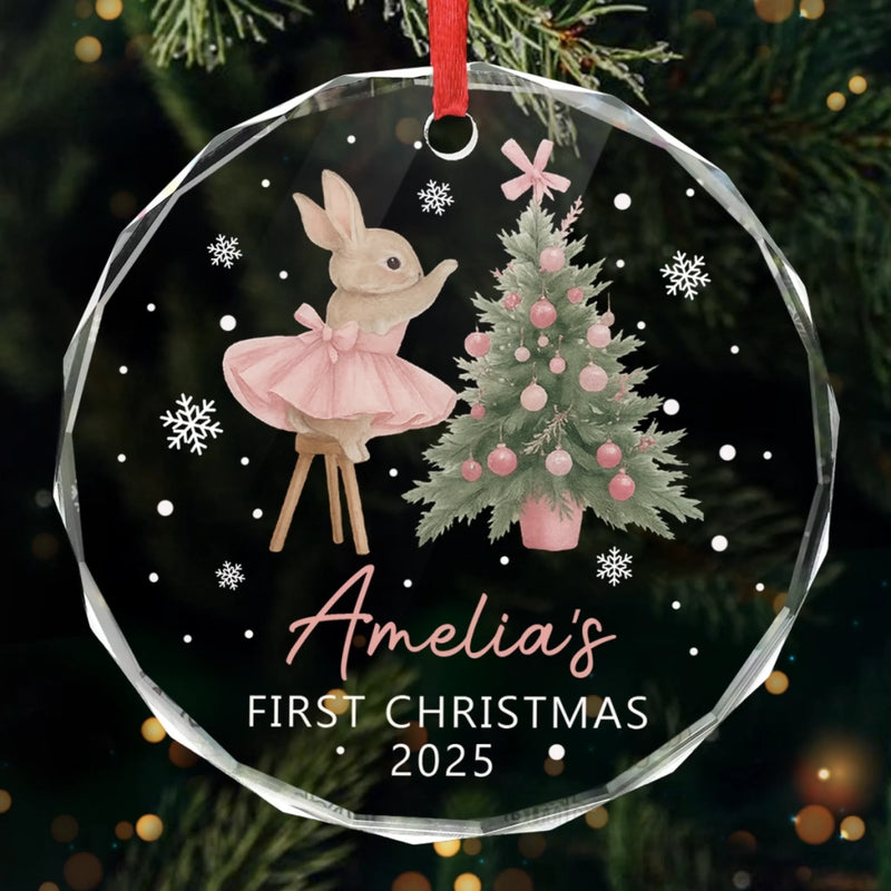 Custom Baby First Christmas Glass Ornament - Personalized Christmas Baby Shower, Gifts For New Moms, New Dads, New Parents - Santa’s Newest Helper