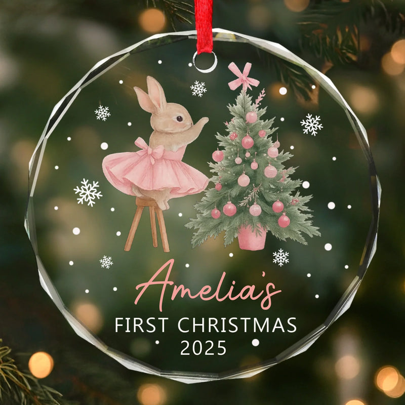 Custom Baby First Christmas Glass Ornament - Personalized Christmas Baby Shower, Gifts For New Moms, New Dads, New Parents - Santa’s Newest Helper