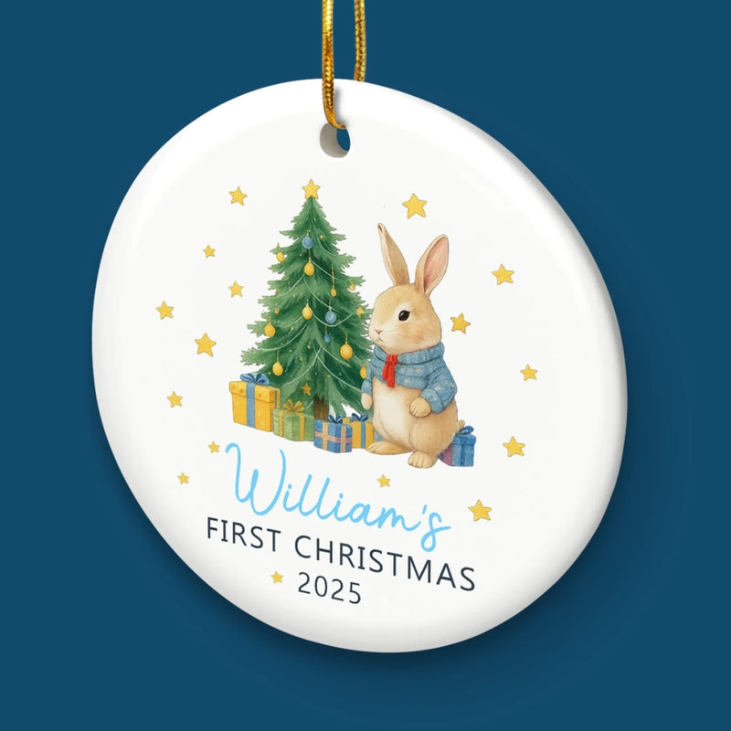 Custom Baby First Christmas Ceramic Ornament - Personalized Christmas Baby Shower, Gifts For New Moms, New Dads, New Parents - Little Blessings Shine This Christmas