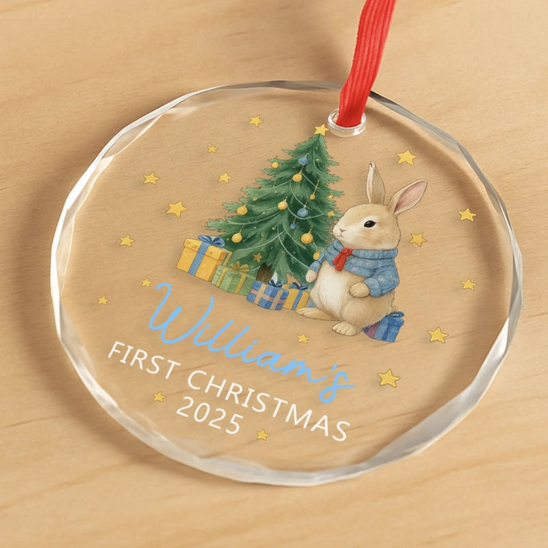 Custom Baby First Christmas Glass Ornament - Personalized Christmas Baby Shower, Gifts For New Moms, New Dads, New Parents - Baby’s Very First Christmas
