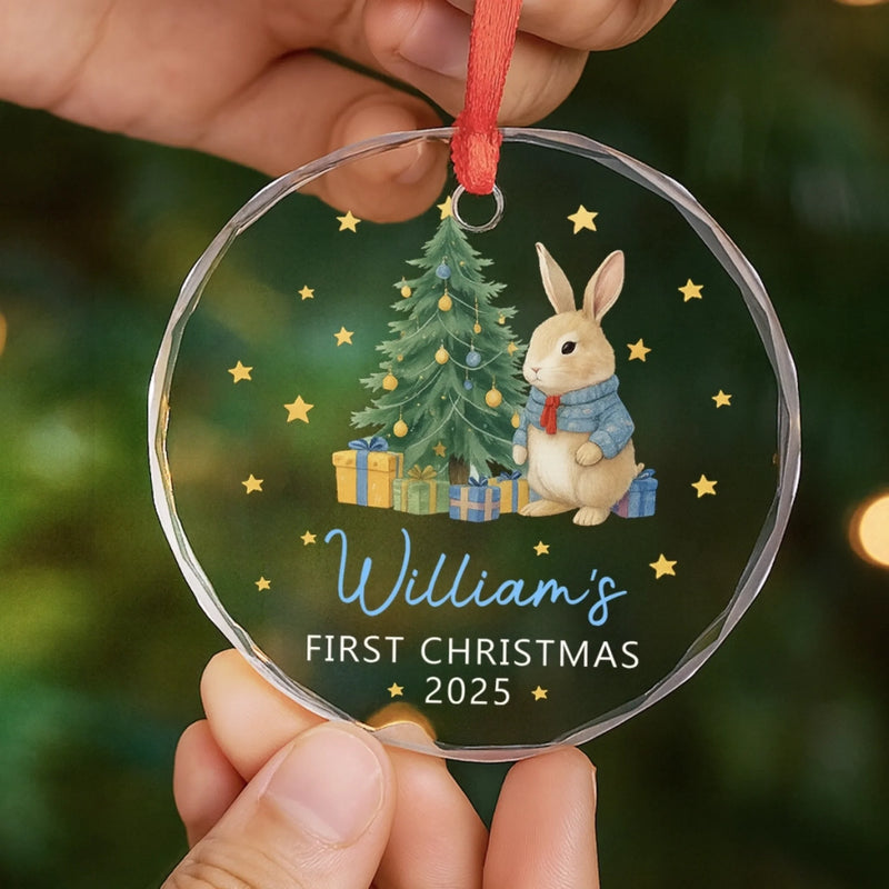 Custom Baby First Christmas Glass Ornament - Personalized Christmas Baby Shower, Gifts For New Moms, New Dads, New Parents - Baby’s Very First Christmas