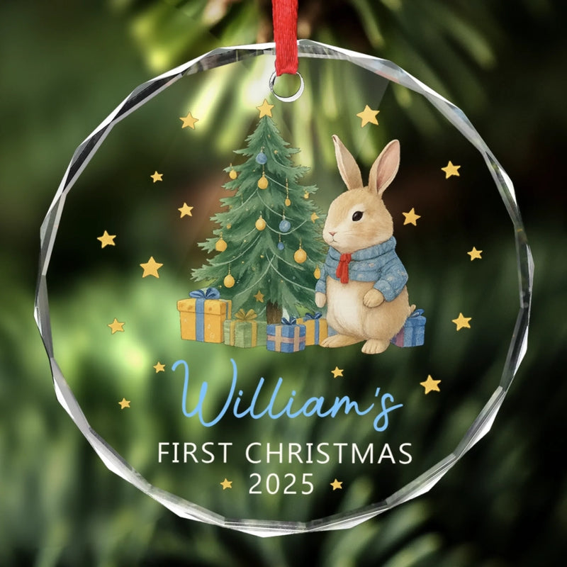 Custom Baby First Christmas Glass Ornament - Personalized Christmas Baby Shower, Gifts For New Moms, New Dads, New Parents - Baby’s Very First Christmas