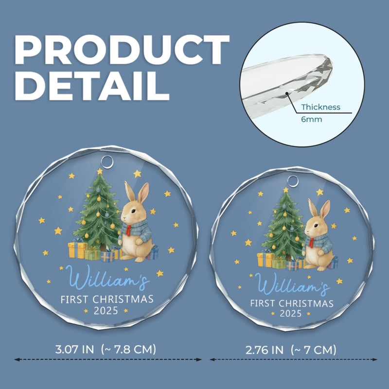 Custom Baby First Christmas Glass Ornament - Personalized Christmas Baby Shower, Gifts For New Moms, New Dads, New Parents - Baby’s Very First Christmas