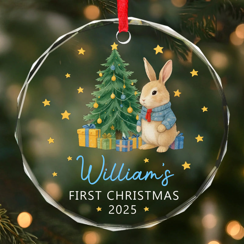 Custom Baby First Christmas Glass Ornament - Personalized Christmas Baby Shower, Gifts For New Moms, New Dads, New Parents - Baby’s Very First Christmas