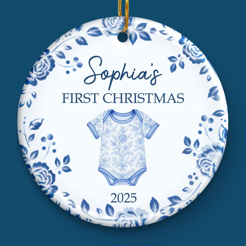 Custom Baby First Christmas Ceramic Ornament - Personalized Christmas Baby Shower, Gender Reveal Gifts For New Moms, New Dads, New Parents - Santa’s Newest Helper