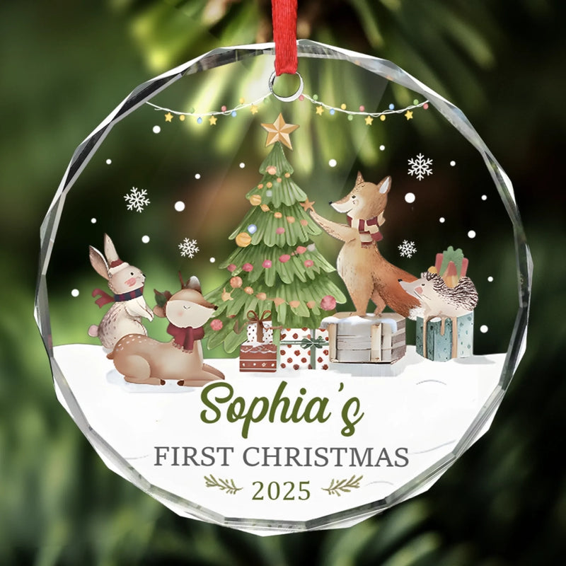 Custom Baby First Christmas Glass Ornament - Personalized Christmas Baby Shower, Gifts For New Moms, New Dads, New Parents - Our Heart’s First Christmas Ornament