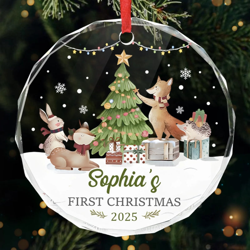 Custom Baby First Christmas Glass Ornament - Personalized Christmas Baby Shower, Gifts For New Moms, New Dads, New Parents - Our Heart’s First Christmas Ornament