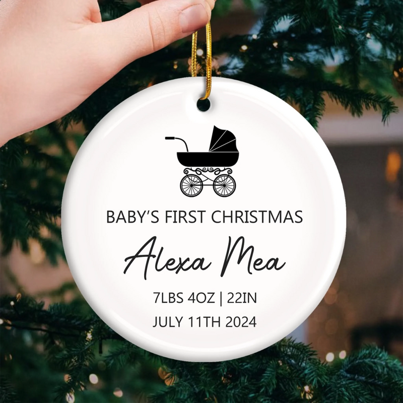 Custom Baby First Christmas Ceramic Ornament - Personalized Christmas Baby Shower, Gender Reveal Gifts For New Moms, New Dads, New Parents - Our Little Wonder