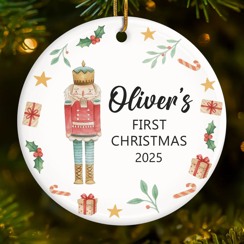 Custom Baby First Christmas Ceramic Ornament - Personalized Christmas Baby Shower, Gender Reveal Gifts For New Moms, New Dads, New Parents - Sweet Beginnings