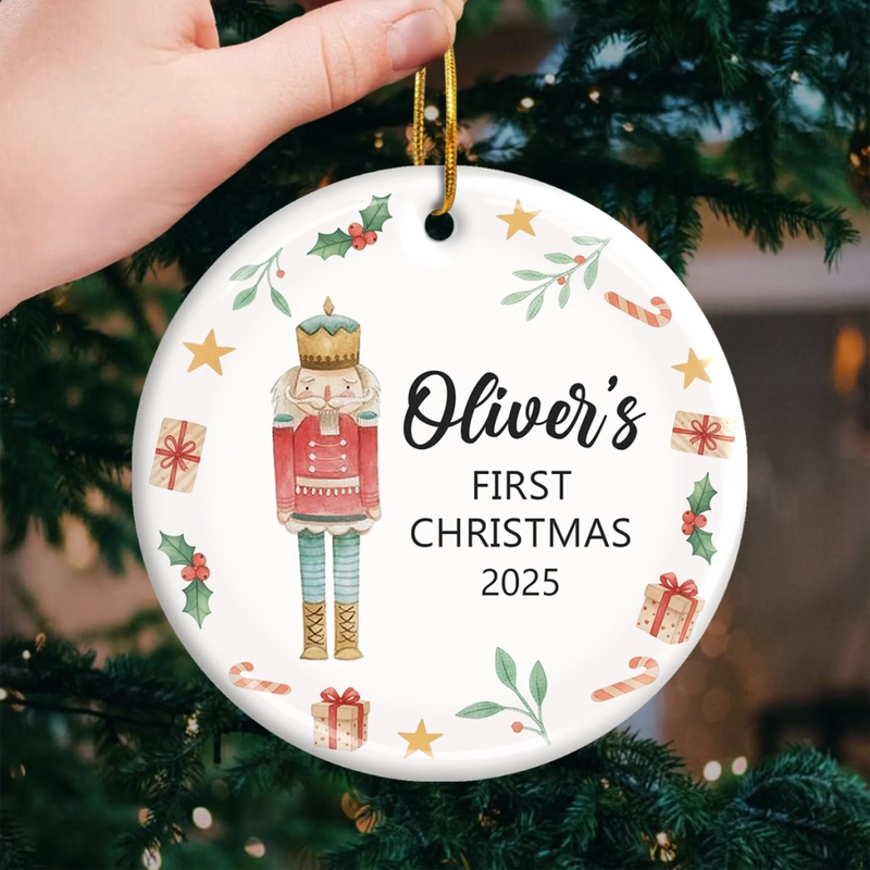Custom Baby First Christmas Ceramic Ornament - Personalized Christmas Baby Shower, Gender Reveal Gifts For New Moms, New Dads, New Parents - Sweet Beginnings