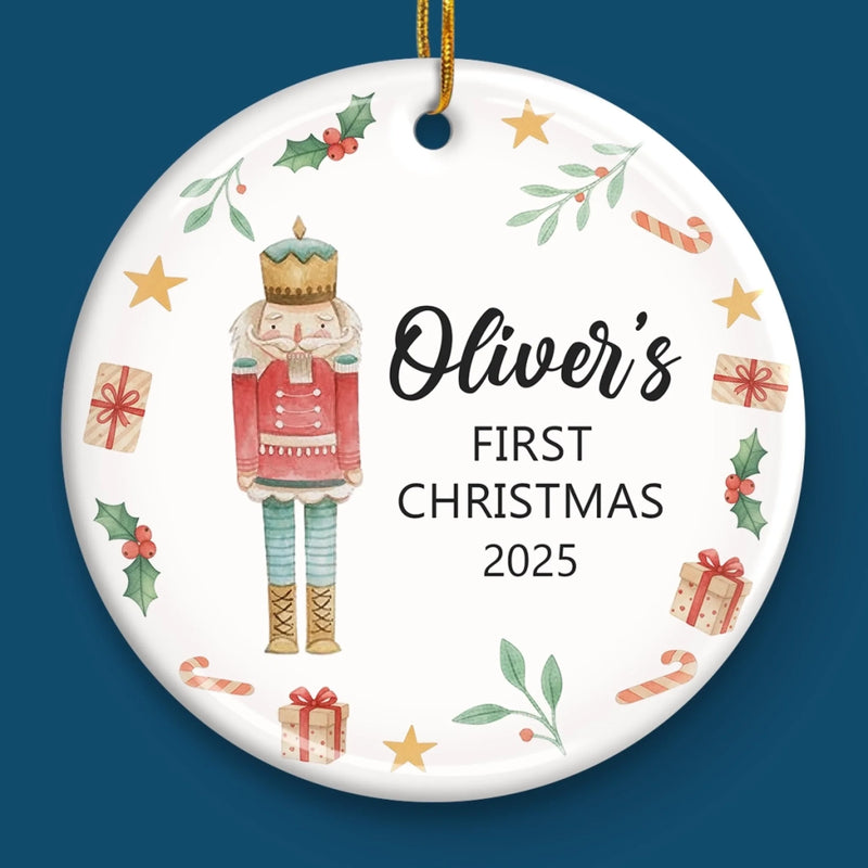 Custom Baby First Christmas Ceramic Ornament - Personalized Christmas Baby Shower, Gender Reveal Gifts For New Moms, New Dads, New Parents - Sweet Beginnings