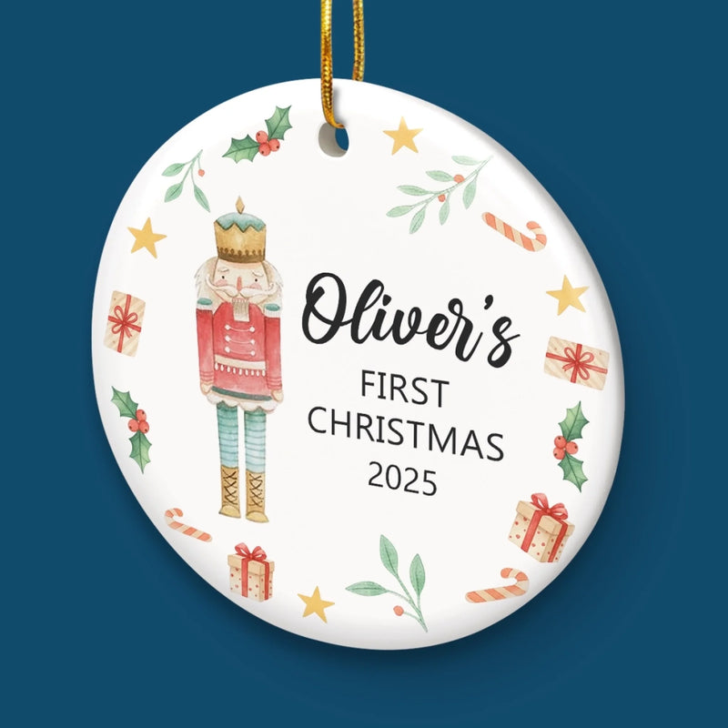 Custom Baby First Christmas Ceramic Ornament - Personalized Christmas Baby Shower, Gender Reveal Gifts For New Moms, New Dads, New Parents - Sweet Beginnings