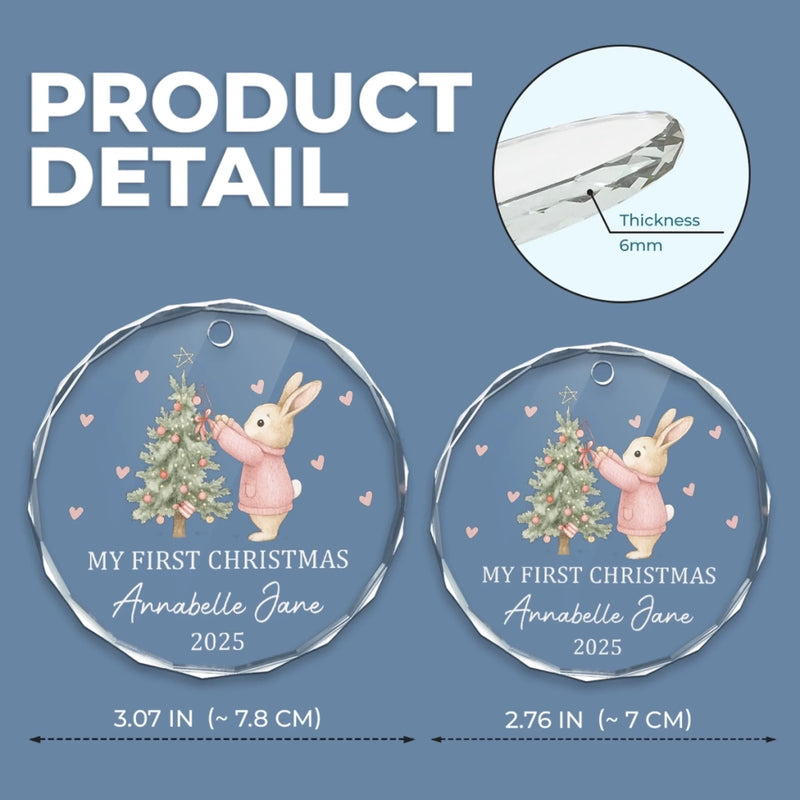 Custom Baby First Christmas Glass Ornament - Personalized Christmas Baby Shower, Gifts For New Moms, New Dads, New Parents - Tiny But Mighty Christmas Cheer